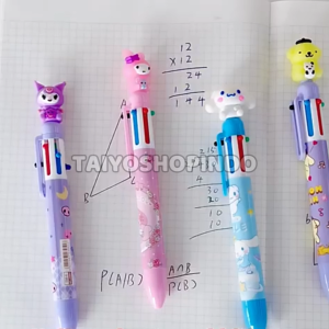 TAIYO Pulpen Mekanik 6 Warna Karakter Sanrio Baby Three Multicolor Alat Tulis Sekolah Study Set