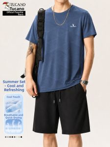 TUCANO | Summer Light Ice Silk Round Collar Short Sleeve T-shirt Set