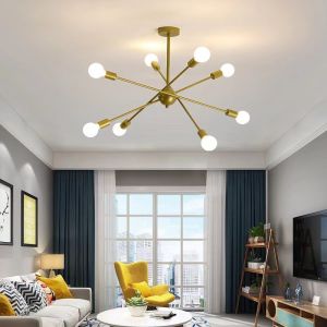 Cross border industrial style spider chandelier personalized retro creative restaurant living room Clothes shop iron satellite light ceiling lamp