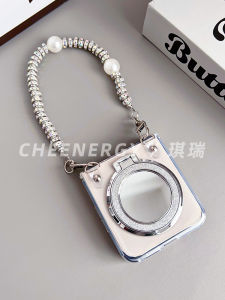 เคสโทรศัพท์ซิลิโคนใสสำหรับ Xiaomi Mixflip พร้อมกระจกสำหรับผู้หญิง พร้อมสายรัด พร้อมขาตั้ง ป้องกันการตกหล่น แบบพกพา