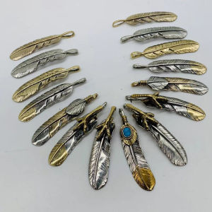 Pure Copper Duck Duckling Pendant Feather Carving Leather Artifacts Vintage American Silver Tone Accessories GQ