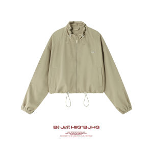 BJHG | Womens Casual Lightweight Thin Autumn Stand Collar Short Long Sleeve Jacket