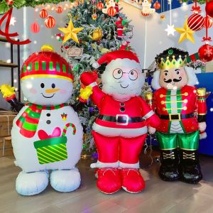 Christmas Large Standing Balloons 3D Inflatable Aluminum Foil Balloon Santa Claus Snowman Xmas Party Home Decors Supply Kid Gifts
