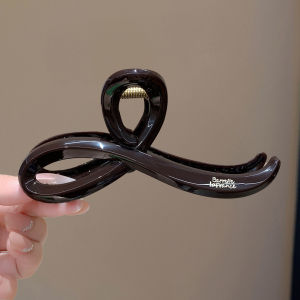 Elegant Simple Large Wavy Hair Clip Brown