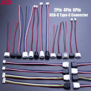 JCD 5pcs 2/4/6PType-C USB-C Waterproof Connector Charger Jack Compression Female Socket Charging Interface With PH2.0 Terminal