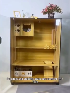 GREENPETS Cat Cage Cat Villa Cat Cabin Solid Wood Luxury Cat House Wooden Cat Cage Large Cage Multi Level Cat House