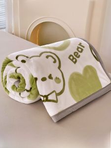 Thickened Milk Velvet Blanket Dormitory Sofa Office Nap Blanket Air Conditioner Cover Blanket Warmth Heating Cartoon Modern Simple Style Polyester Fiber