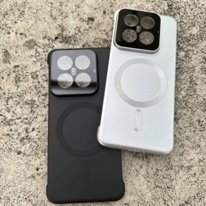 Ultra-Thin Xiaomi 14 pro Phone Case Metal Painted Frosted Magnetic Absorption Full Cover MIUI Shell with Lens Film Simple Design