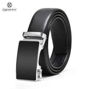 OKIMY Mens Belt Fashion Business Belt Genuine Leather Belt Second-layer Cowhide Automatic Buckle Belts Brand Luxury High Quality Strap Leisure Casual Belt Male Waistband for Men