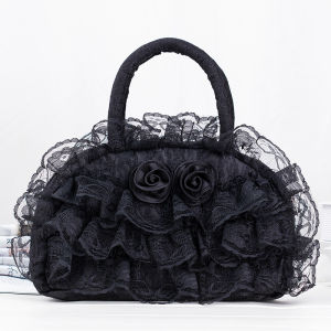 กระเป๋าผ้าลายลูกไม้สไตล์วินเทจสำหรับคุณแม่ปี 2025 พร้อมซิปขนาดเล็ก กระเป๋าถือแบบอเนกประสงค์ กระเป๋าสะพายไหล่แบบลำลอง