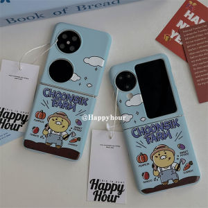 Cartoon Bear Korean Style Flip Phone Case for Xiaomi MIX Flip2 Huawei Pocket2 ZFold5/6 Protection Cover Foldable Screen Design