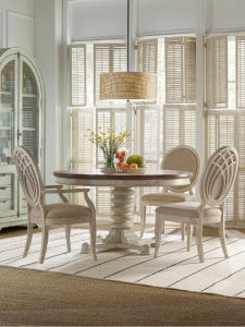 French Style Extendable round Wooden Dining Table Vintage Simple Home Use Oak Wood Small Apartment Suitable with Rotating Plate