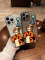 LingRong Cartoon Jumping Tiger Phone Case for  16 pro Max Full Cover Transparent Anti-Fall Cute Design Compatible with 15 And below Models. 