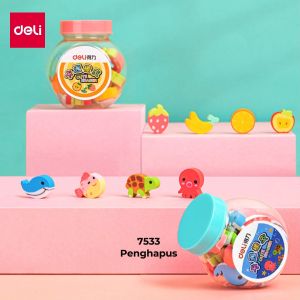 Deli School Eraser / Penghapus Hapusan Buah dan Binatang Lucu isi 20 7533