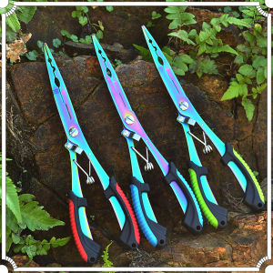 Multi-Functional คีมตกปลาจมูกตรงสีไทเทเนียมผูกตะขออุปกรณ์ตกปลา Ergonomics Anti-SLIP Lure คีม