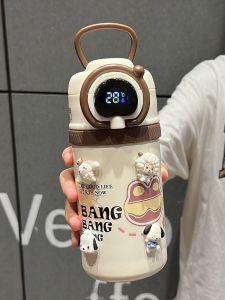 ถ้วยน้ำอุ่นอัจฉริยะพร้อมดูดซับน้ำดื่มแบบมีรูดูดสำหรับเด็กนักเรียนวัยประถมศึกษา ถ้วยแบบพกพาสำหรับใช้ในโรงเรียน ถ้วยน้ำสำหรับเด็ก