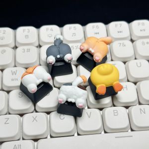 3D เรซิ่น Keycap Handmade น่ารักแมว/สุนัข/เป็ดก้น Custom Keycaps สําหรับแป้นพิมพ์การ์ตูน Artisan Key Caps ของขวัญอุปกรณ์เสริม