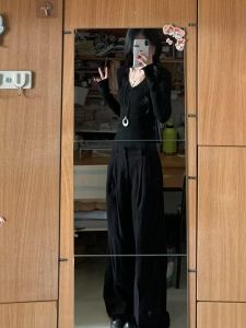 High Waist Wide Leg Jeans Women Loose Fit Straight Leg Long Length Casual Style Faded Washed Denim Trousers Deep Color