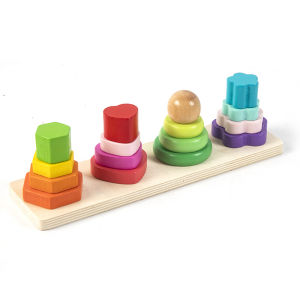 Mengshi Gỗ Hình Học Khối Xếp Hình Giáo Dục Sớm Nâng Cao Trí Tuệ Đồ Chơi Kích Thước Nhận Thức Cho Trẻ Em Dưới 3 Tuổi