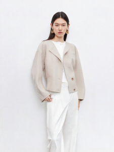 Vero Moda | Áo Khoác Nữ Lông Cừu Pha Lụa Hai Mặt Mới Thu