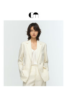 Autumn Womens Commute Silk Wool Jacquard Lapel Blazer