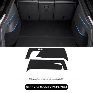 Tesla Model Y 2019-2024 Cốp Sau Cả Hai Bên Tấm Chống Đá Da Nhân Tạo Vỏ Bảo Vệ Phụ Kiện Nội Thất Ô Tô