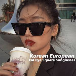 🔥B.two👍 Korean European Sunglasses Cat Eye Square Sunglasses Fashion Personality Catwalk Street Shooting Retro