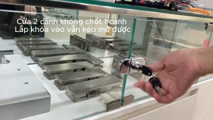 Khóa tủ kính hình bán nguyệt loại đôi - hợp kim bóng