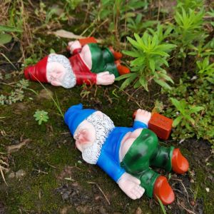 15/24cm Drunken Garden Gnomes  Funny Resin Statues for Home Decor  Whimsical Indoor Outdoor Ornaments EcoResin Weatherproof