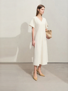 AMII | Summer V-Neck Slim Fit Monochrome Dress