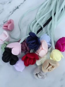 5pcs Fabric Double Ended Rose Flower Colorful Polyester Ribbon Flower For DIY Handmade Garment Headwear Decoration Accessories