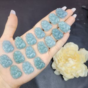 Q1270 Mặt hồ ly chúa Lam Ngọc sẵn 1 lỗ nhỏ ko kén mệnh - Phong Thuỷ TUDO P