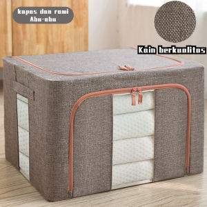 【Kain berkualitas】66L/110L katun dan linen tahan lembab storage box Lipat kotak penyimpanan Storage Box Dengan Penutup Kotak Penyimpanan Ramah Lingkungan - Lazada