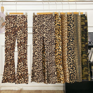 Fashionable High Waist Leopard Print Wide Leg Pants Womens Slimming Micro Flared Trousers Casual Pants Autumn 2025