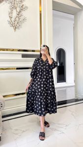 DRESS LIDIYA//MIDI DRESS ANNISA MODEL LENGAN BALON//DRESS PENDEK RAYON KEKINIAN