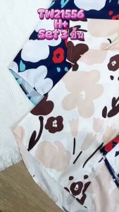 Set 3 ชิ้น เสื้อคอปกสรีนลาย + สายผูกโบว์ + กระโปรงสั้น TT21556