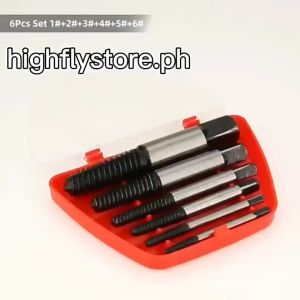 6pcs Steel Broken Damaged Screw Extractor Drill Bit Guide Set Bolt Remover Easy Out Faucet Triangular Valve Water Pipe Wire Bits Center Removal