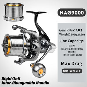 Proberos 8000-14000 Series Chống Ăn Mòn Bánh Xe Quay Máy Câu Cá 6 + 1BB Tốc Độ Cao 4.8:1 Tỷ Lệ Hợp Kim Nhôm Ống Cuộn Cho Đại Dương Sông Hồ