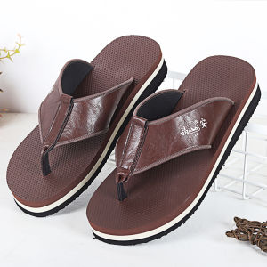 Summer Mens Flip Flops Thick Bottom Anti-Slip Deodorant Heightening Home Outdoor Use Foam Bottom Sandals Beach Slippers