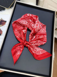 Red Silk Square Scarf 100% Mulberry Silk Small Silk Scarf New Year Gift High End Chinese Zodiac Year Celebration Digital Print Floral Pattern Womens Accessory