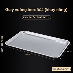 HANXIAO | Khay Hấp Gạo Hình Chữ Nhật 304 Thép Không Gỉ