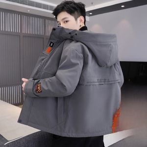 ROMON | Lormen Mens Short Thickened Jacket Autumn Winter Casual Fashionable Warm Polyester Fiber Zipper Decorated Standard Fit Coat