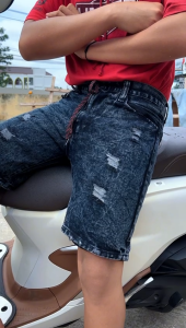 celana pendek jeans pria sobek sobek