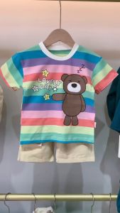 bambeau 0-4 years summer baby boy Clothing Sets Cute Striped Toddler Boys Clothes Suits Cartoon fashion