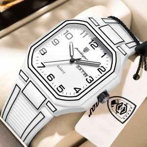 POEDAGAR Genuine Mens Watch Silicone Strap Luminous Calendar 100% Waterproof 608