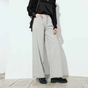 Quần Jeans Nữ Dáng Suông Xòe Thoáng Khí Thoải Mái Cao Bụng Mỏng