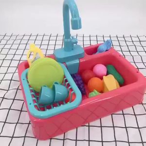 **Malaysia Seller** Children Kitchen Dish Washing Sink Pretend Play Set Electric Circulation Toy Simulated Dishwasher Sink fruit water wash