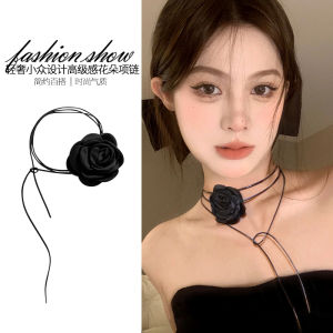 สร้อยคอรูปดอกไม้สีดำสำหรับผู้หญิง เครื่องประดับแฟชั่นสไตล์เกาหลี ดีไซน์เรียบง่าย เครื่องประดับตกแต่งสุดหรู ดีไซน์เรียบง่าย สไตล์ไฮเอนด์