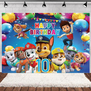 Paw Patrol | Cartoon Paw Patrol 1-10th Birthday Party Decorations Cute Puppy Dog Backdrop Photography Background Banner Supplies Kids Gifts