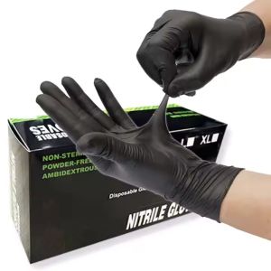 100PCS Black Nitrile Gloves Disposable Powder Free Household Cleaning Gloves for Kitchen Beauty Salon Tattoo Working Gloves